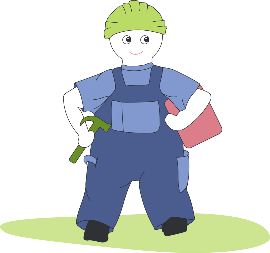 image of a builder with clipboard and hammer